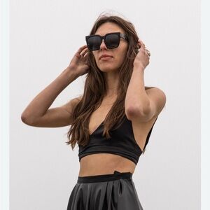 New with tags! Heidi Merrick Delaney black wrap crop top.